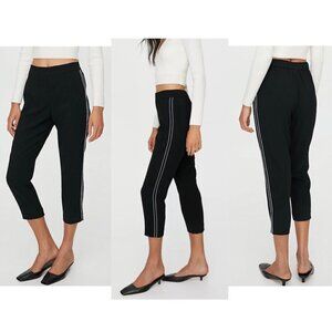 Aritzia BABATON Conan Black White Stitch Stripe Slim Cropped Trousers‎ Sz 6